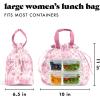 imageFit ampamp Fresh Cromwell Drawstring Lunch Bag for Women Complete Lunch Set with 2 Containers StainResistant LeakResistant Back to School Essential Teacher Lunchbox Sage Floral ToilePink Floral Toile