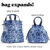 imageFit ampamp Fresh Cromwell Drawstring Lunch Bag for Women Complete Lunch Set with 2 Containers StainResistant LeakResistant Back to School Essential Teacher Lunchbox Sage Floral ToileNavy Brush Strokes