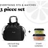 imageFit ampamp Fresh Cromwell Drawstring Lunch Bag for Women Complete Lunch Set with 2 Containers StainResistant LeakResistant Back to School Essential Teacher Lunchbox Sage Floral ToileBlack