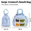 imageFit ampamp Fresh Cromwell Drawstring Lunch Bag for Women Complete Lunch Set with 2 Containers StainResistant LeakResistant Back to School Essential Teacher Lunchbox Sage Floral ToileBubble Gum