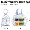 imageFit ampamp Fresh Cromwell Drawstring Lunch Bag for Women Complete Lunch Set with 2 Containers StainResistant LeakResistant Back to School Essential Teacher Lunchbox Sage Floral ToileBlue Floral Toile