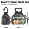 imageFit ampamp Fresh Cromwell Drawstring Lunch Bag for Women Complete Lunch Set with 2 Containers StainResistant LeakResistant Back to School Essential Teacher Lunchbox Sage Floral ToileBlack Cheetah