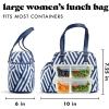 imageFit ampamp Fresh Lunch Bag For Women Insulated Womens Lunch Bag For Work Leakproof ampamp StainResistant Large Lunch Box For Women With Bottle Pocket Long Straps Zipper Closure Laketown Bag Fruit TumblerNavy Stripe
