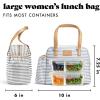 imageFit ampamp Fresh Lunch Bag For Women Insulated Womens Lunch Bag For Work Leakproof ampamp StainResistant Large Lunch Box For Women With Bottle Pocket Long Straps Zipper Closure Laketown Bag Fruit TumblerGray Stripes