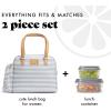 imageFit ampamp Fresh Lunch Bag For Women Insulated Womens Lunch Bag For Work Leakproof ampamp StainResistant Large Lunch Box For Women With Bottle Pocket Long Straps Zipper Closure Laketown Bag Fruit TumblerGray Stripes