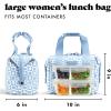 imageFit ampamp Fresh Neoprene Lunch Bag For Women Insulated Womens Lunch Bag For Work Tear ampamp Stain Resistant Large Lunch Box For Women With Containers and Ice Machine Washable Remi Bag Dark ChocolateBlue Daisy
