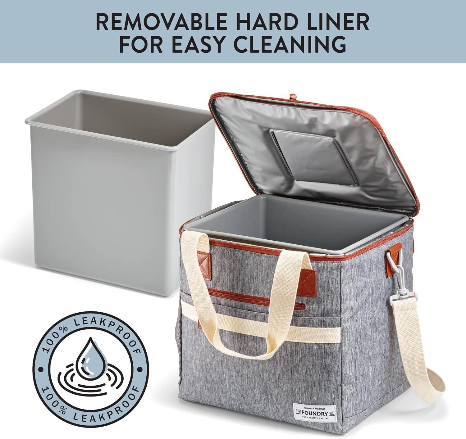 imageFit ampamp Fresh Foundry Soft Cooler Bag Insulated Leak Proof 12 Can Small Soft Sided Cooler Bag for Men and Women Portable Travel ampamp Beach Cooler Bag with Removable Hard Liner Stain ResistantSteel