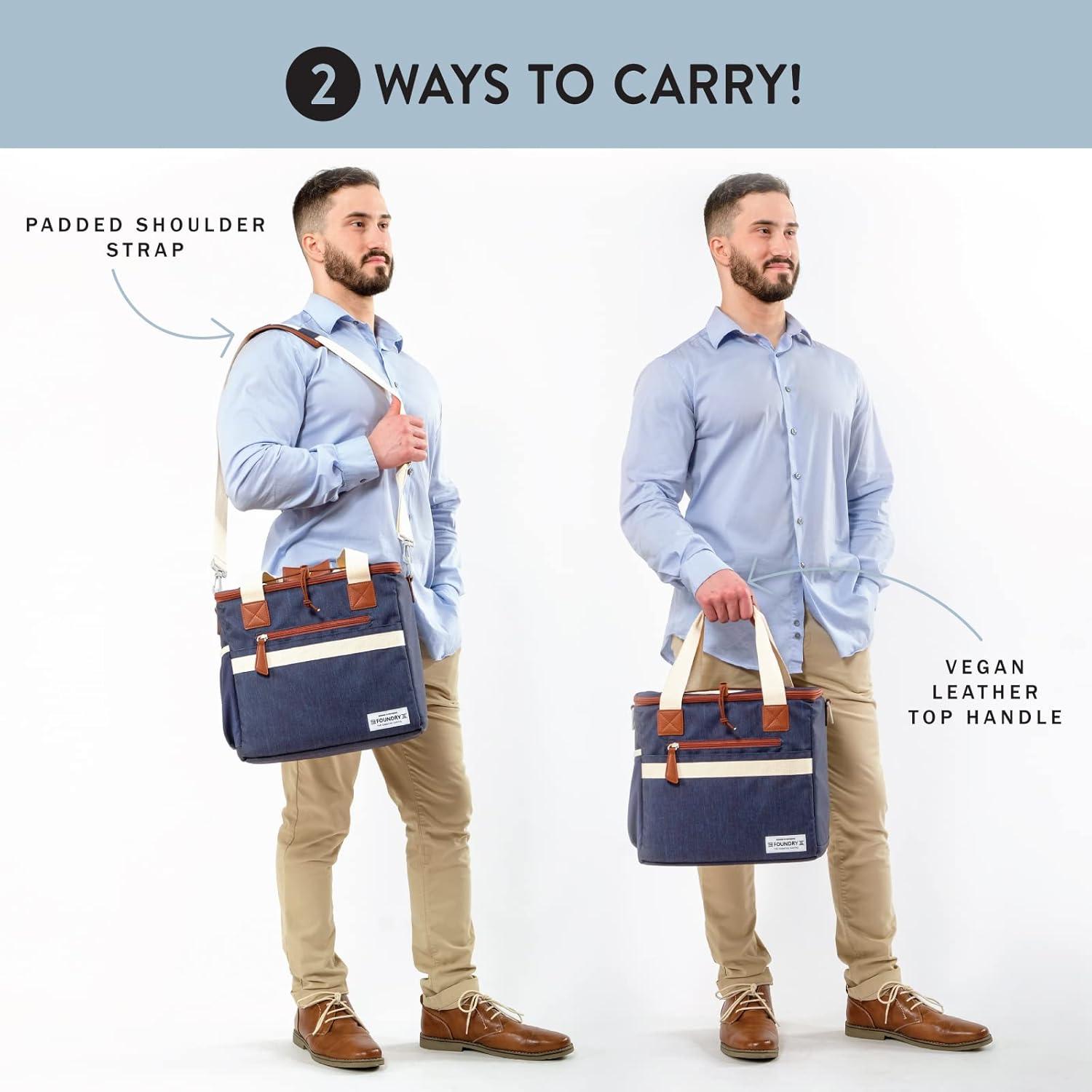 imageFit ampamp Fresh Foundry Soft Cooler Bag Insulated Leak Proof 12 Can Small Soft Sided Cooler Bag for Men and Women Portable Travel ampamp Beach Cooler Bag with Removable Hard Liner Stain ResistantNavy