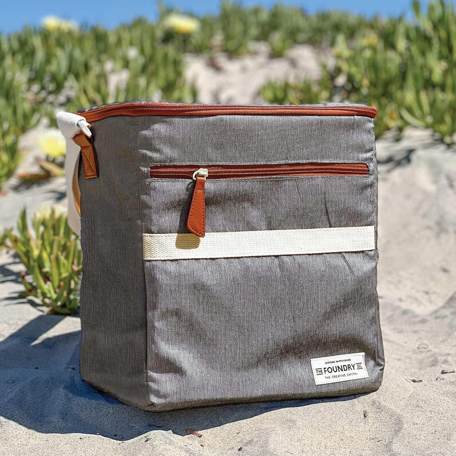 imageFit ampamp Fresh Foundry Soft Cooler Bag Insulated Leak Proof 12 Can Small Soft Sided Cooler Bag for Men and Women Portable Travel ampamp Beach Cooler Bag with Removable Hard Liner Stain ResistantSteel