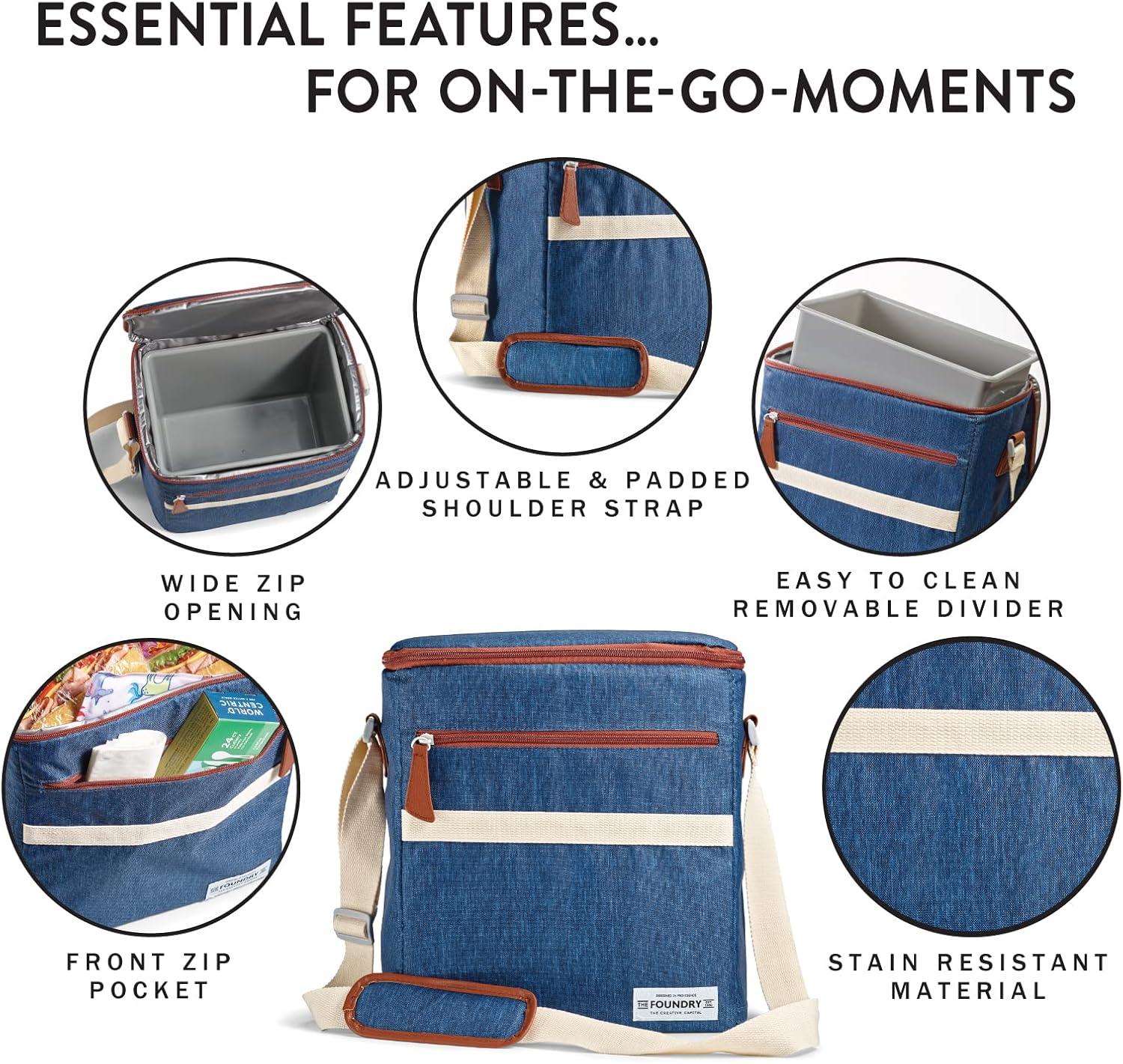 imageFit ampamp Fresh Foundry Soft Cooler Bag Insulated Leak Proof 12 Can Small Soft Sided Cooler Bag for Men and Women Portable Travel ampamp Beach Cooler Bag with Removable Hard Liner Stain ResistantNavy