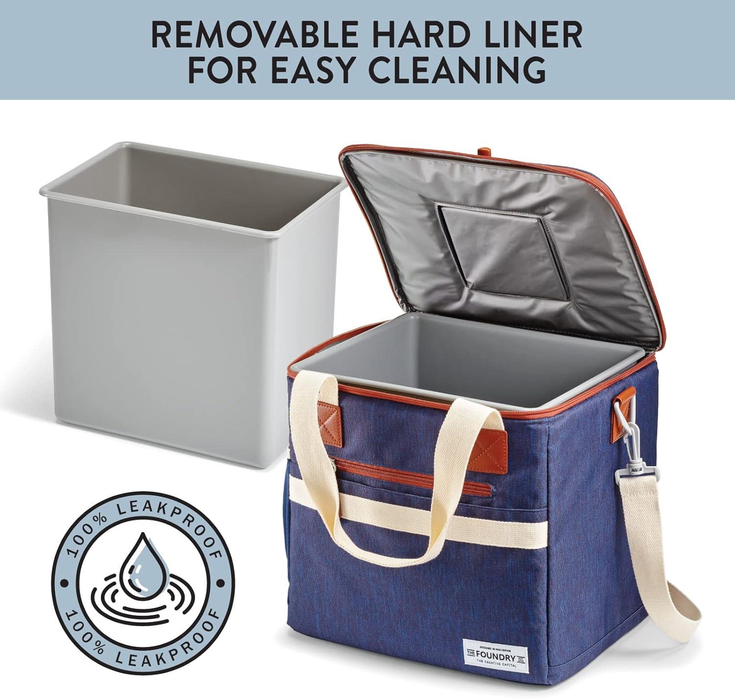 imageFit ampamp Fresh Foundry Soft Cooler Bag Insulated Leak Proof 12 Can Small Soft Sided Cooler Bag for Men and Women Portable Travel ampamp Beach Cooler Bag with Removable Hard Liner Stain ResistantNavy