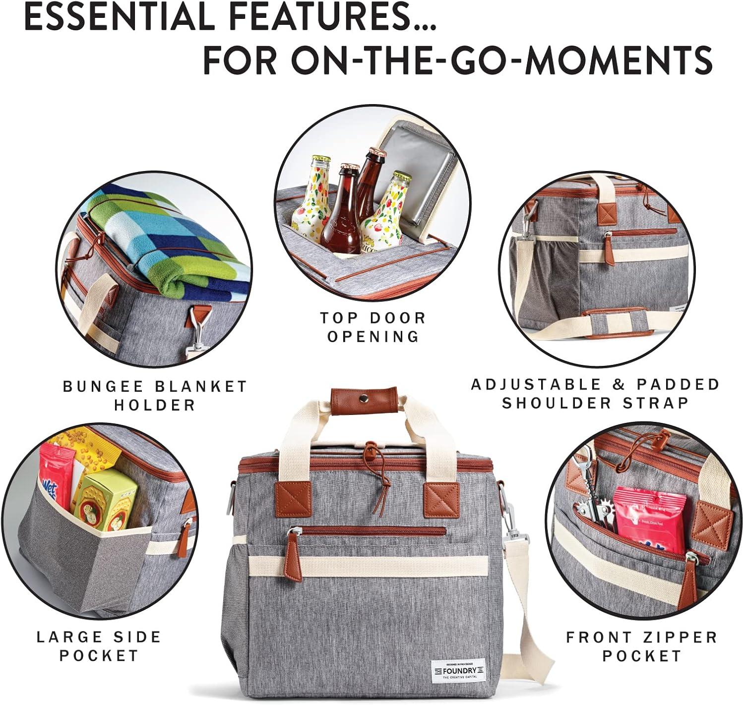 imageFit ampamp Fresh Foundry Soft Cooler Bag Insulated Leak Proof 12 Can Small Soft Sided Cooler Bag for Men and Women Portable Travel ampamp Beach Cooler Bag with Removable Hard Liner Stain ResistantSteel