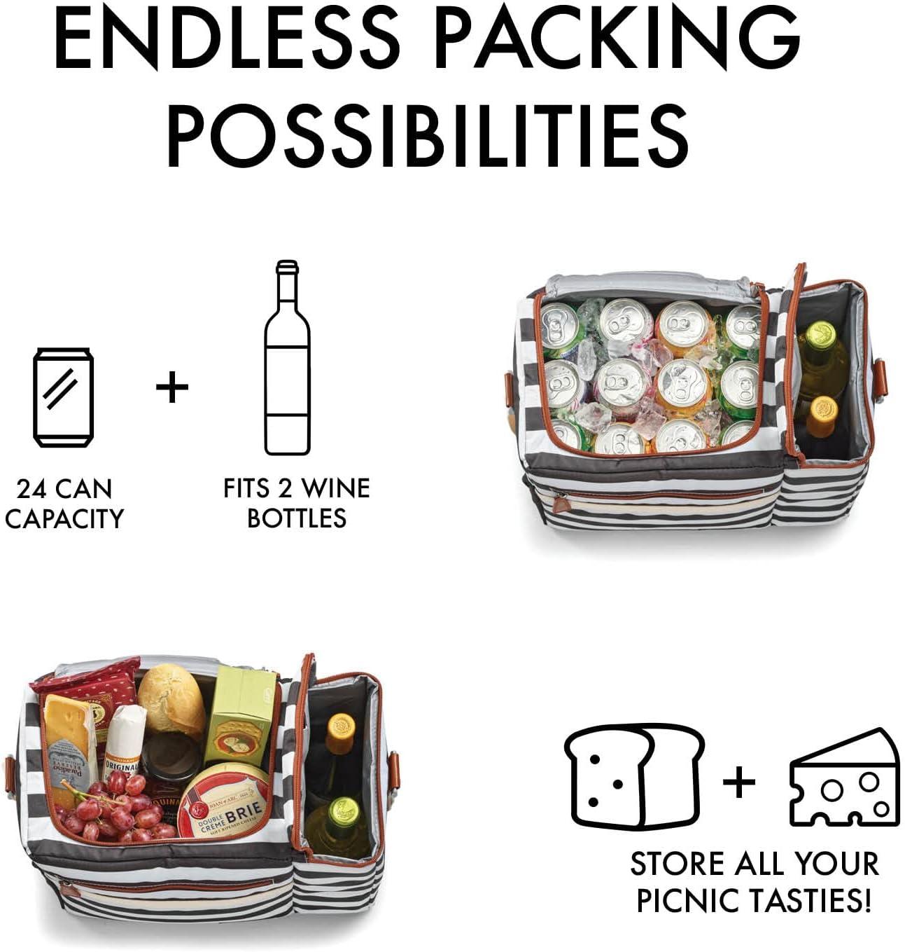imageFit ampamp Fresh Soft Cooler Bag  Insulated Waterproof Wine Carrier and 24 Can Cooler for Men and Women Beach UseBlack  White