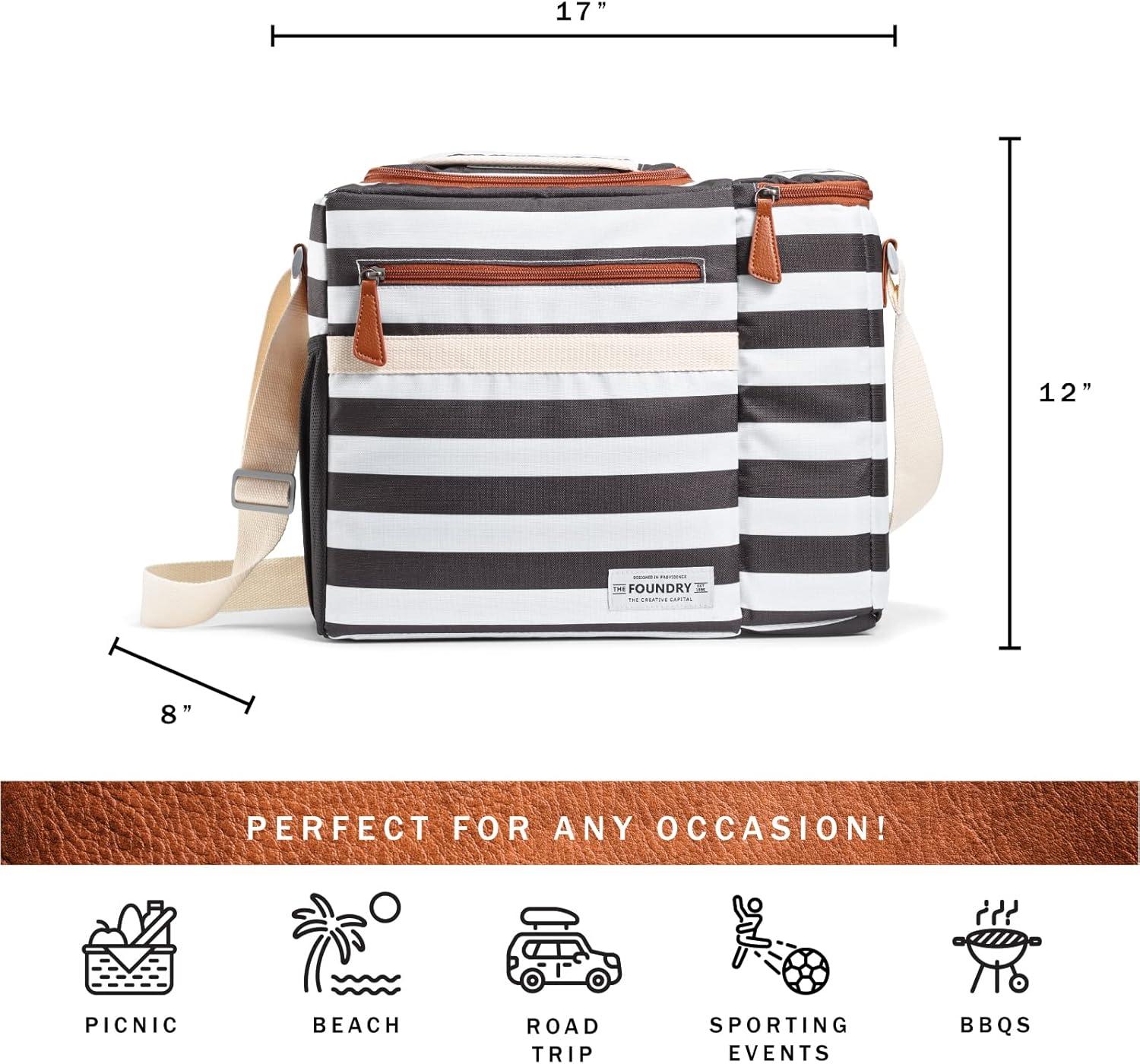 imageFit ampamp Fresh Soft Cooler Bag  Insulated Waterproof Wine Carrier and 24 Can Cooler for Men and Women Beach UseBlack  White