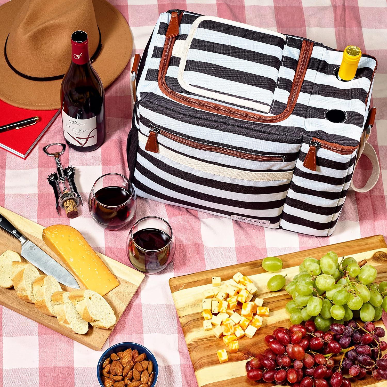 imageFit ampamp Fresh Soft Cooler Bag  Insulated Waterproof Wine Carrier and 24 Can Cooler for Men and Women Beach UseBlack  White