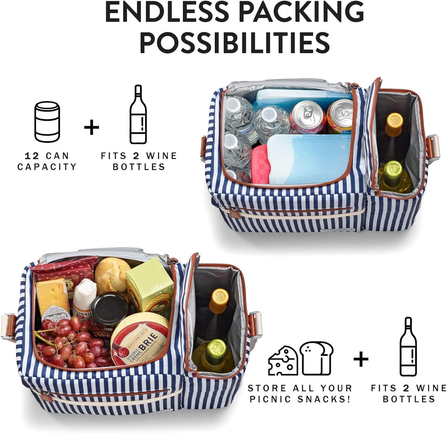 imageFit ampamp Fresh Soft Cooler Bag  Insulated Waterproof Wine Carrier and 24 Can Cooler for Men and Women Beach UseNavy  White Stripe