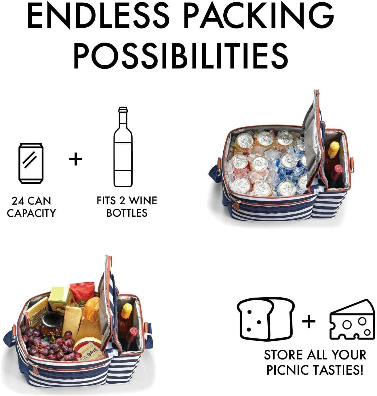imageFit ampamp Fresh Soft Cooler Bag  Insulated Waterproof Wine Carrier and 24 Can Cooler for Men and Women Beach UseNavy Stripe