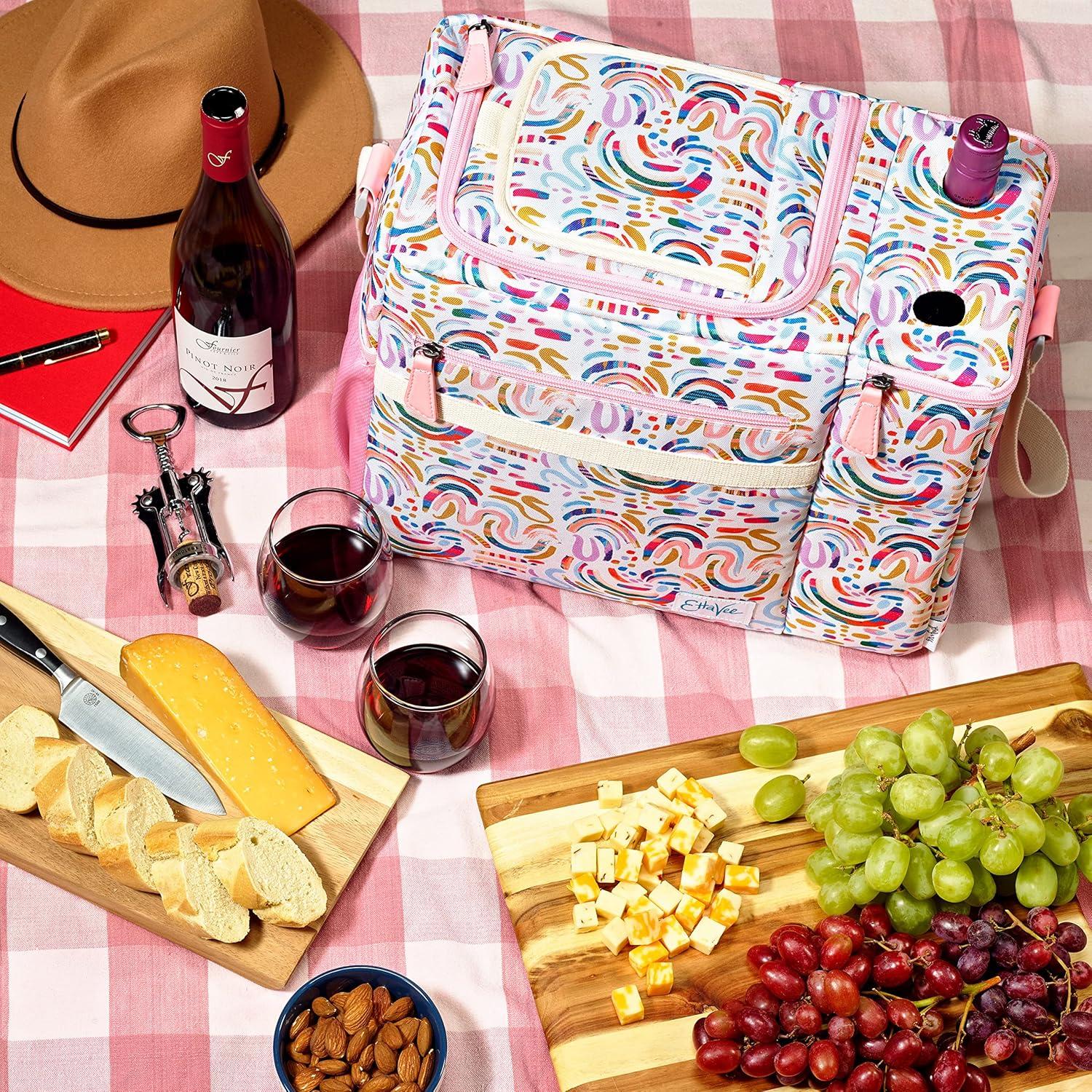 imageFit ampamp Fresh Soft Cooler Bag  Insulated Waterproof Wine Carrier and 24 Can Cooler for Men and Women Beach UseRainbow