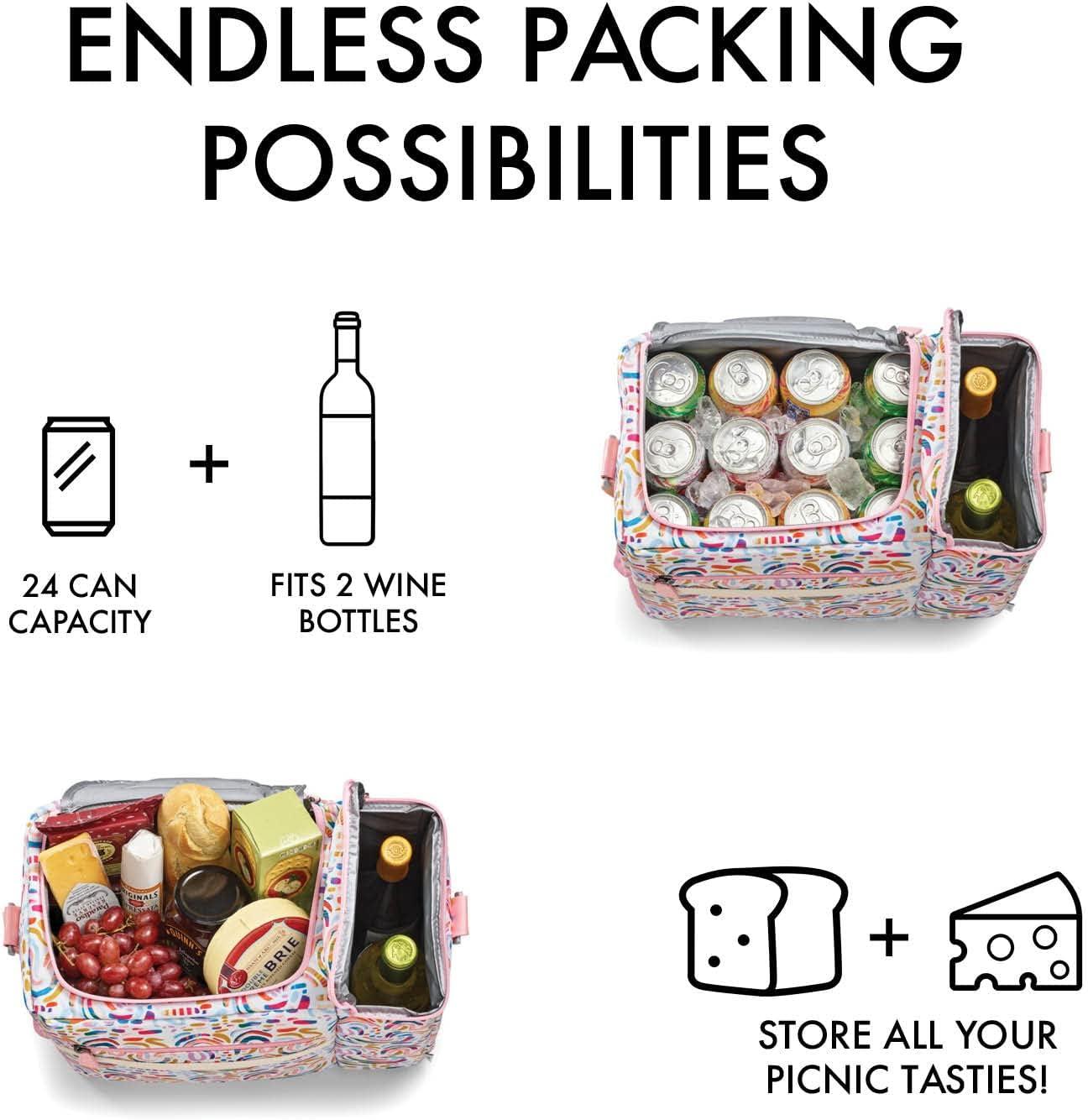 imageFit ampamp Fresh Soft Cooler Bag  Insulated Waterproof Wine Carrier and 24 Can Cooler for Men and Women Beach UseRainbow