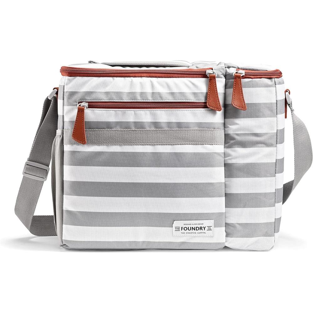 imageFit ampamp Fresh Soft Cooler Bag  Insulated Waterproof Wine Carrier and 24 Can Cooler for Men and Women Beach UseGrey Stripe