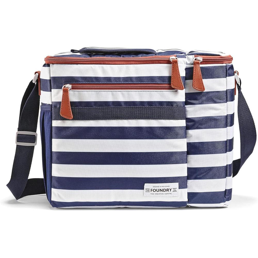 imageFit ampamp Fresh Soft Cooler Bag  Insulated Waterproof Wine Carrier and 24 Can Cooler for Men and Women Beach UseNavy Stripe
