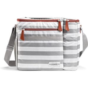 imageFit ampamp Fresh Soft Cooler Bag  Insulated Waterproof Wine Carrier and 24 Can Cooler for Men and Women Beach UseGrey Stripe