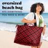 imageFit ampamp Fresh Large Beach Bag for Women  Extra Large Travel Tote With PocketsRed Checkered Plaid