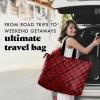 imageFit ampamp Fresh Large Beach Bag for Women  Extra Large Travel Tote With PocketsRed Checkered Plaid