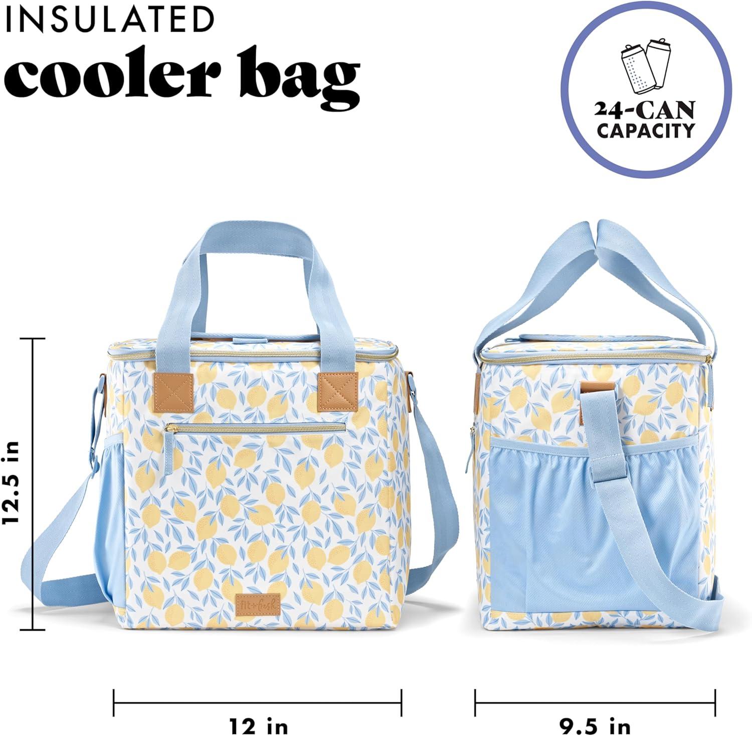 imageFit ampamp Fresh 24Can Soft Cooler Bag Insulated LeakResistant Portable Soft Cooler Large Cooler Soft Sided Cooler Bag Travel Cooler Pina ColadaLemon Vines
