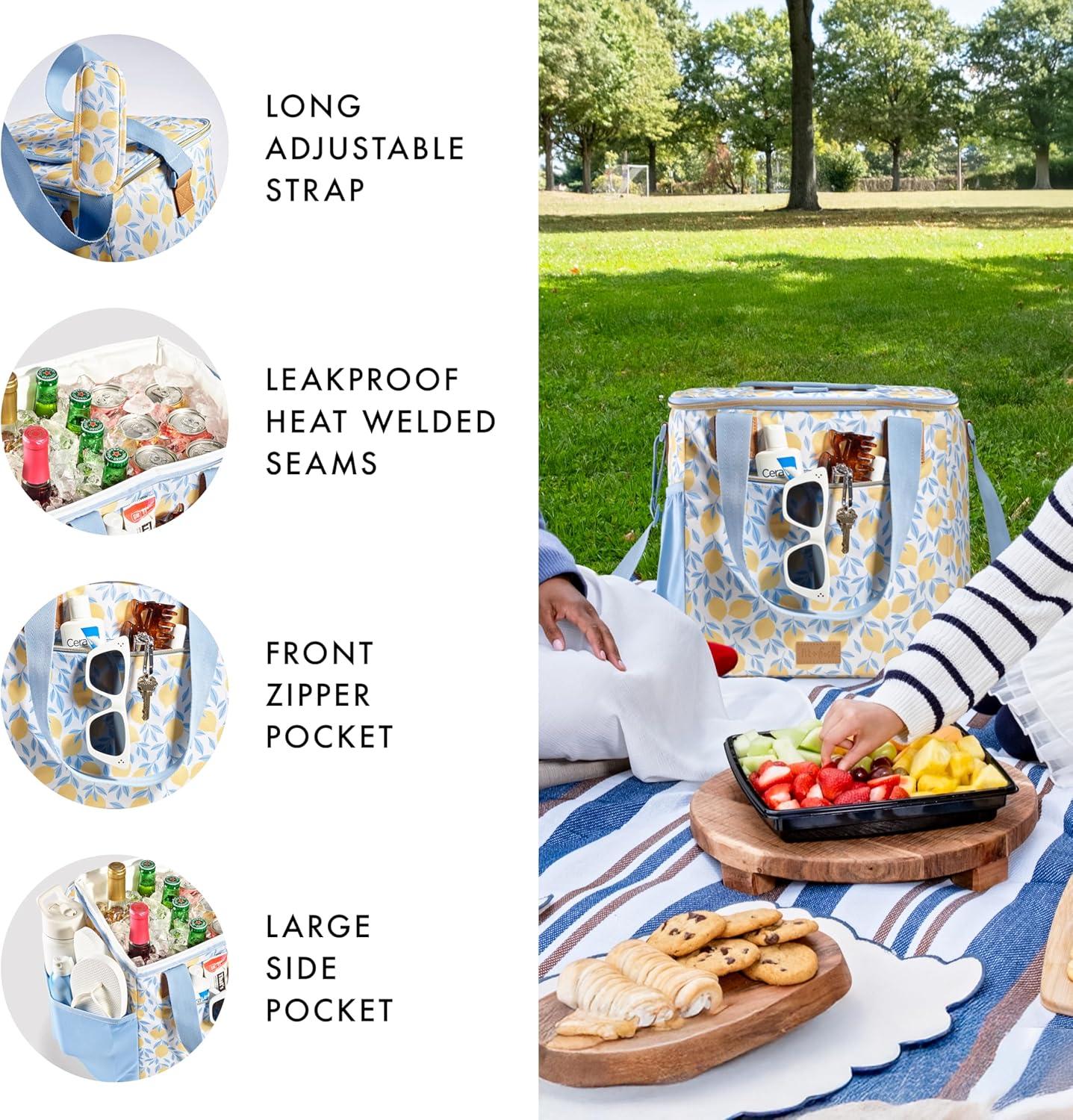 imageFit ampamp Fresh 24Can Soft Cooler Bag Insulated LeakResistant Portable Soft Cooler Large Cooler Soft Sided Cooler Bag Travel Cooler Pina ColadaLemon Vines