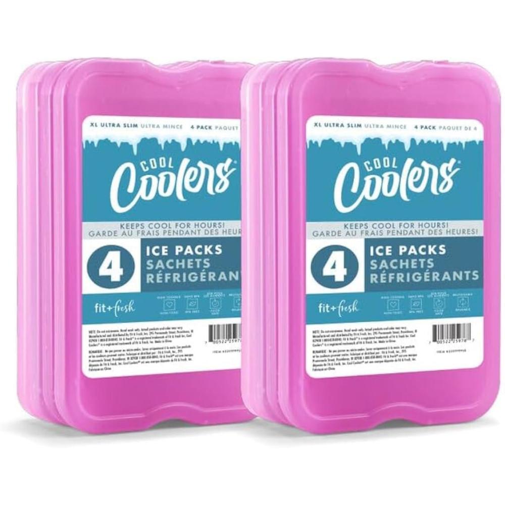 imageCool Coolers by Fit  Fresh Reusable ampamp LongLasting XL Slim Ice Packs Cold Packs for Lunch Boxes Ice Packs for Lunch Bags Cooler Accessories for Camping Beach Lunch and Work 8PK PurplePurple 8 PK