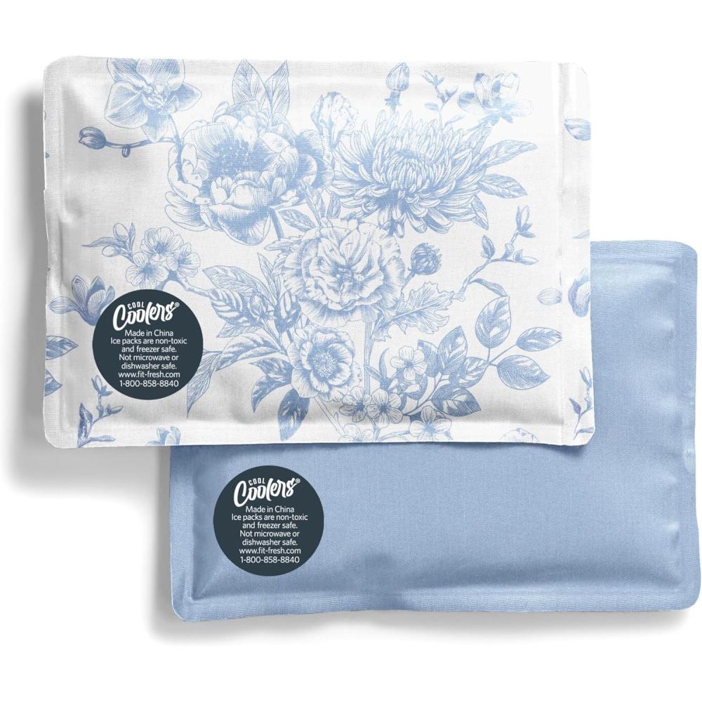 imageCool Coolers by Fit ampamp Fresh 2 Pack Soft Ice Flexible Stretch Nylon Reusable Ice Packs for Lunch Boxes ampamp Coolers Unicorn StripeBlue Floral Toile