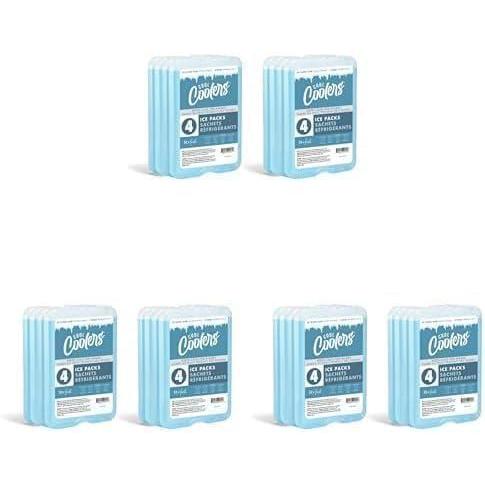 imageCool Coolers by Fit ampamp Fresh 4 Pack XL Slim Ice Packs Quick Freeze Space Saving Reusable Ice Packs for Lunch Boxes or Coolers PinkClear Blue 8 PK