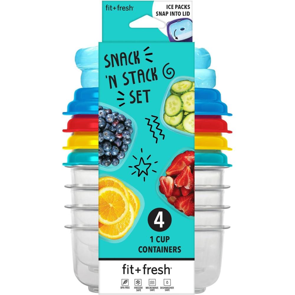 imageFit ampamp Fresh 12Cup Snack Set Condiment ampamp Salad Dressing Containers Reusable ampamp Leakproof Lunch Containers Perfect for Insulated Lunch Bag Lunch Box ampamp More 5PK Multicolor1 Cup