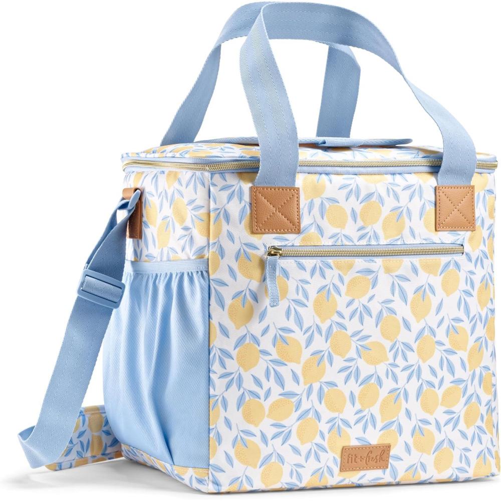 imageFit ampamp Fresh 24Can Soft Cooler Bag Insulated LeakResistant Portable Soft Cooler Large Cooler Soft Sided Cooler Bag Travel Cooler Pina ColadaLemon Vines