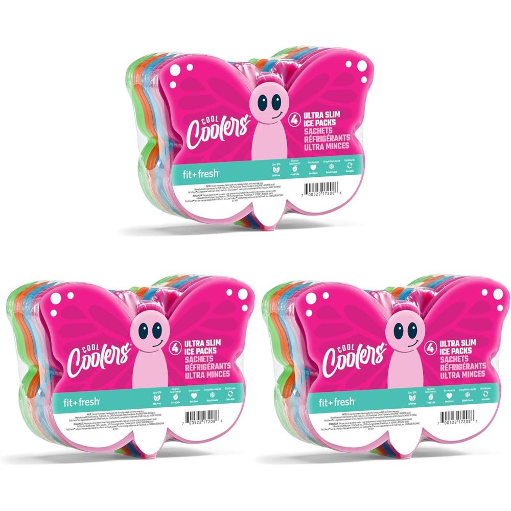 imageFit ampamp Fresh Cool Coolers Kids Lunch Box Ice Packs Slim Ice Packs for Lunch Bags Lunch Ice Packs ReusableMulticolored 8 Pack UnicornButterfly  12 PK