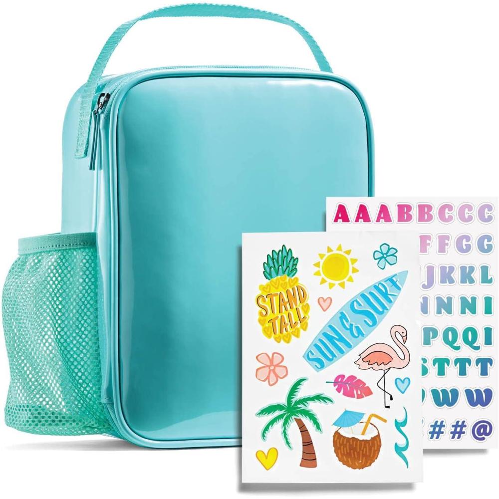 imageFit ampamp Fresh DIY Sticker Lunch Bag For Kids Insulated Lunch Box For Kids Boys ampamp Girls With 3 Matching Snack Containers ampamp 2 Sticker Sets School Lunch Box BlackLight Blue
