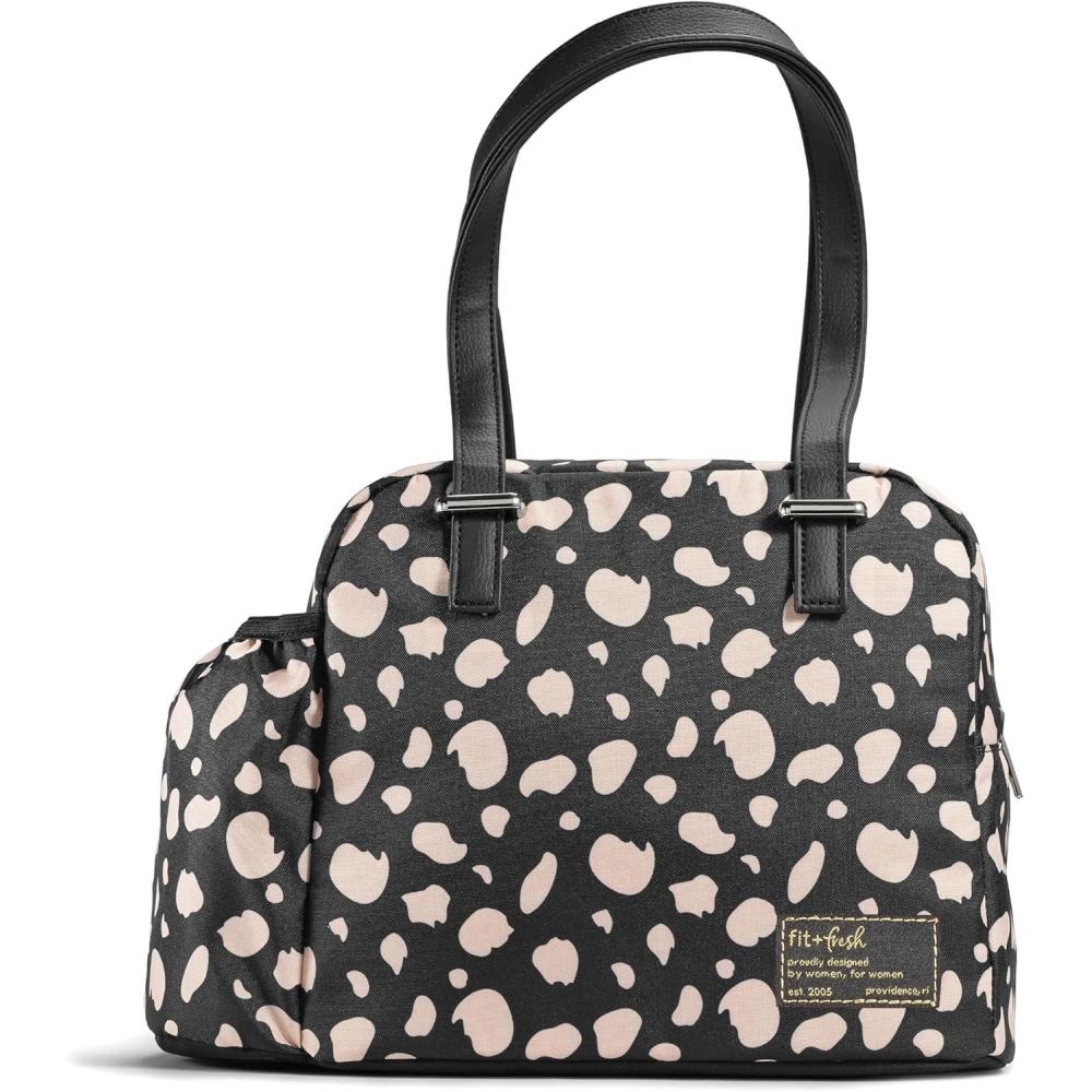 imageFit ampamp Fresh Lunch Bag For Women Insulated Womens Lunch Bag For Work Leakproof ampamp StainResistant Large Lunch Box For Women With Bottle Pocket Long Straps Zipper Closure Laketown Bag Fruit TumblerBlack Cheetah