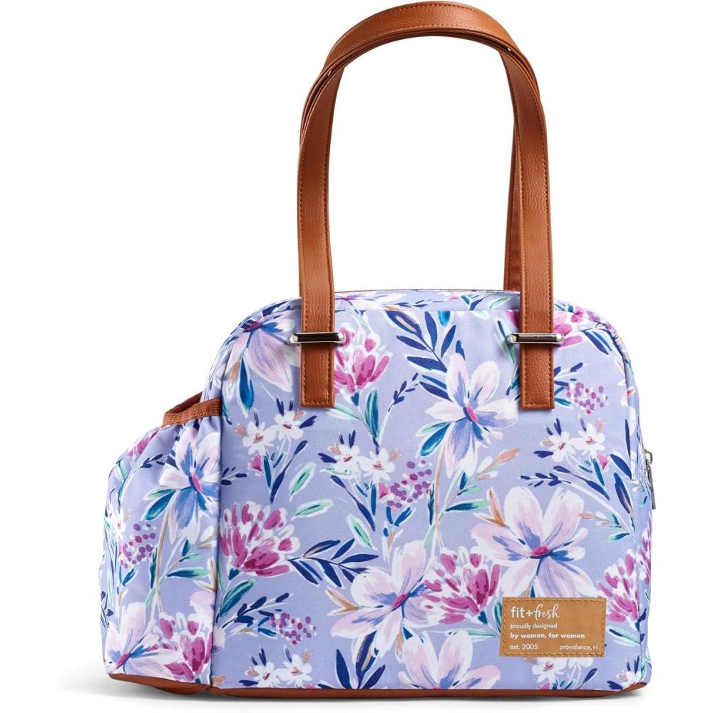 imageFit ampamp Fresh Lunch Bag For Women Insulated Womens Lunch Bag For Work Leakproof ampamp StainResistant Large Lunch Box For Women With Bottle Pocket Long Straps Zipper Closure Laketown Bag Fruit TumblerTulane Floral Lilac