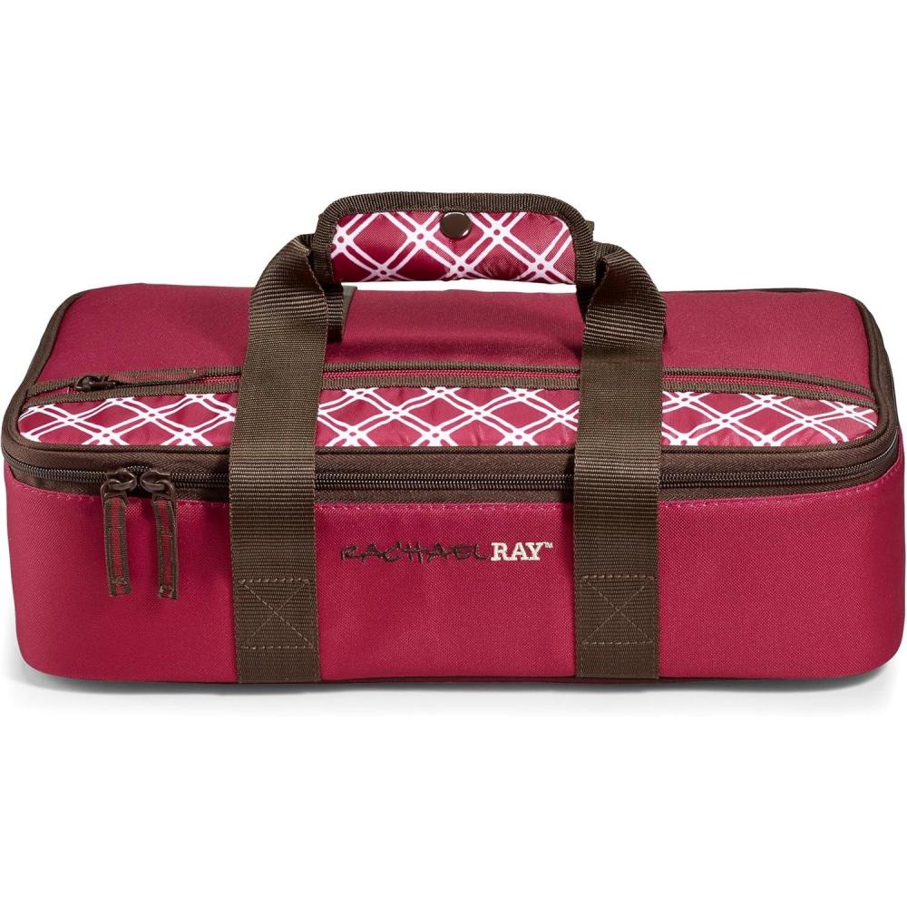 imageRachael Ray Lasagna Lugger Thermal Insulated Casserole Carrier for Hot or Cold Food Lugger Tote for Potluck Parties Picnic and Cookouts Fits 9quot x 13quot Baking DishBurgundy