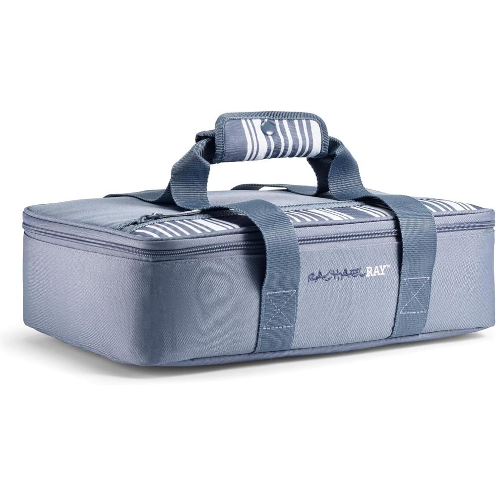 imageRachael Ray Lasagna Lugger Thermal Insulated Casserole Carrier for Hot or Cold Food Lugger Tote for Potluck Parties Picnic and Cookouts Fits 9quot x 13quot Baking DishSlate Stripe
