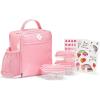 imageFit ampamp Fresh DIY Sticker Lunch Bag For Kids Insulated Lunch Box For Kids Boys ampamp Girls With 3 Matching Snack Containers ampamp 2 Sticker Sets School Lunch Box BlackPink