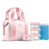 imageFit ampamp Fresh Neoprene Lunch Bag For Women Insulated Womens Lunch Bag For Work Tear ampamp Stain Resistant Large Lunch Box For Women With Containers and Ice Machine Washable Remi Bag Dark ChocolatePink Gingham