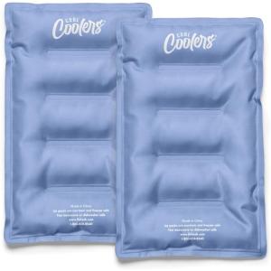 imageCool Coolers by Fit ampamp Fresh 2 Pack XL Soft Ice Packs for Cooler Flexible Stretch Nylon Lunch Box Ice Packs Large Reusable Freezer Packs Navy BlueCornflower Blue