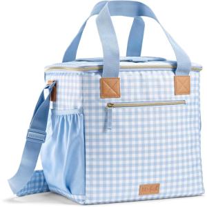imageFit ampamp Fresh 24Can Soft Cooler Bag Insulated LeakResistant Portable Soft Cooler Large Cooler Soft Sided Cooler Bag Travel Cooler Pina ColadaBlue Gingham