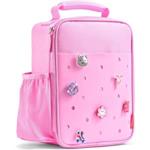 imageFit ampamp Fresh Charm Lunch Bag For Kids Thermal Insulated Lunch Box For Kids Boys ampamp Girls With Shoe Charm Slots For Personalization School Lunch Box Navy BluePink