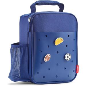 imageFit ampamp Fresh Charm Lunch Bag For Kids Thermal Insulated Lunch Box For Kids Boys ampamp Girls With Shoe Charm Slots For Personalization School Lunch Box Navy BlueNavy Blue