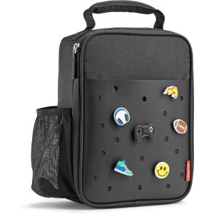 imageFit ampamp Fresh Charm Lunch Bag For Kids Thermal Insulated Lunch Box For Kids Boys ampamp Girls With Shoe Charm Slots For Personalization School Lunch Box Navy BlueBlack