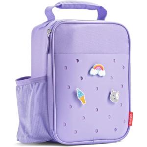imageFit ampamp Fresh Charm Lunch Bag For Kids Thermal Insulated Lunch Box For Kids Boys ampamp Girls With Shoe Charm Slots For Personalization School Lunch Box Navy BluePurple