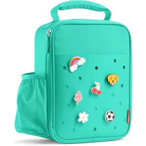 imageFit ampamp Fresh Charm Lunch Bag For Kids Thermal Insulated Lunch Box For Kids Boys ampamp Girls With Shoe Charm Slots For Personalization School Lunch Box Navy BlueTeal